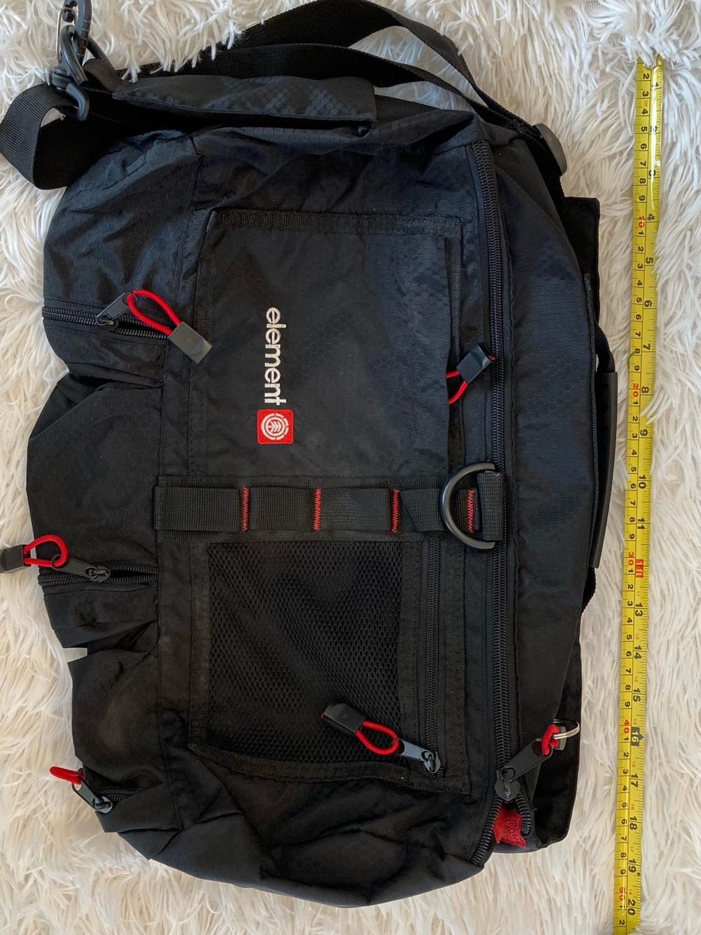 Element Black Duffel Bag with Red Accents